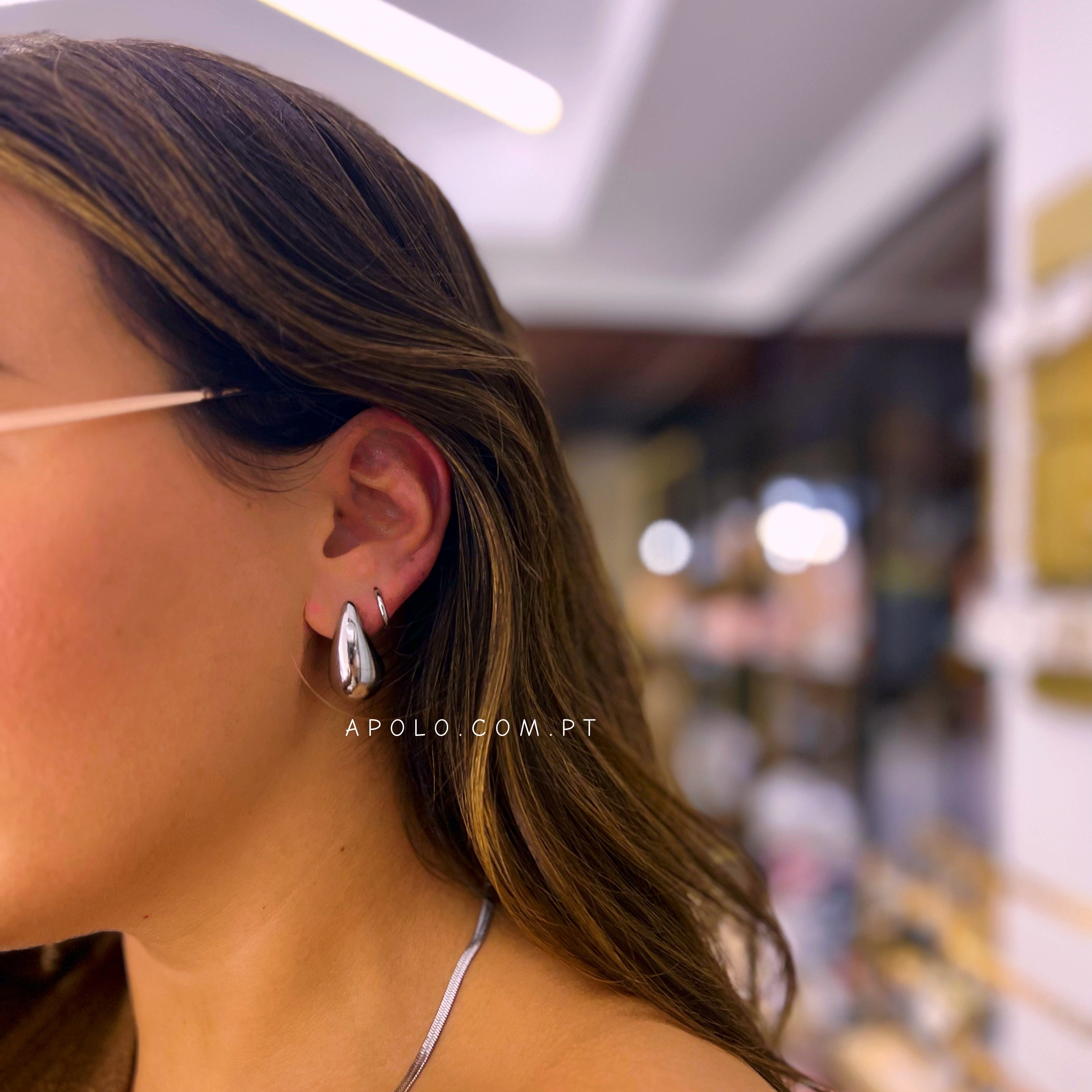 Brincos gota em aço inoxidável | Prateados