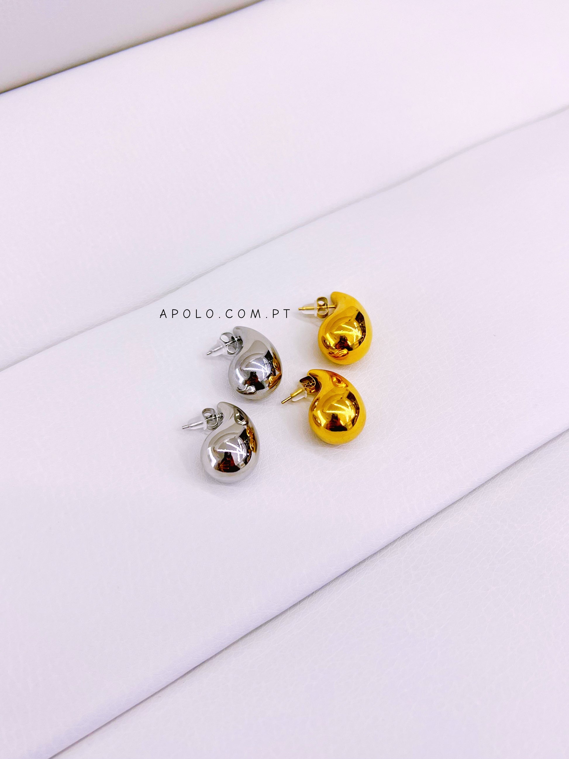 Brincos gota em aço inoxidável | Prateados