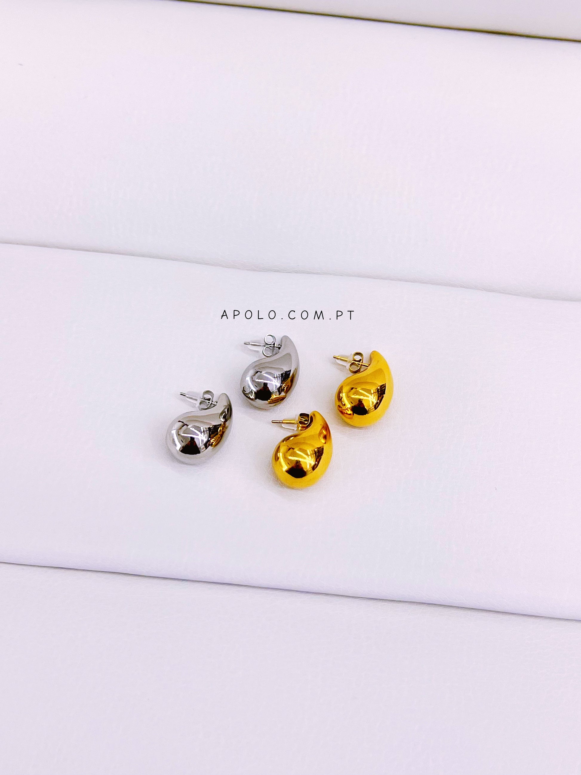 Brincos gota em aço inoxidável | Dourados