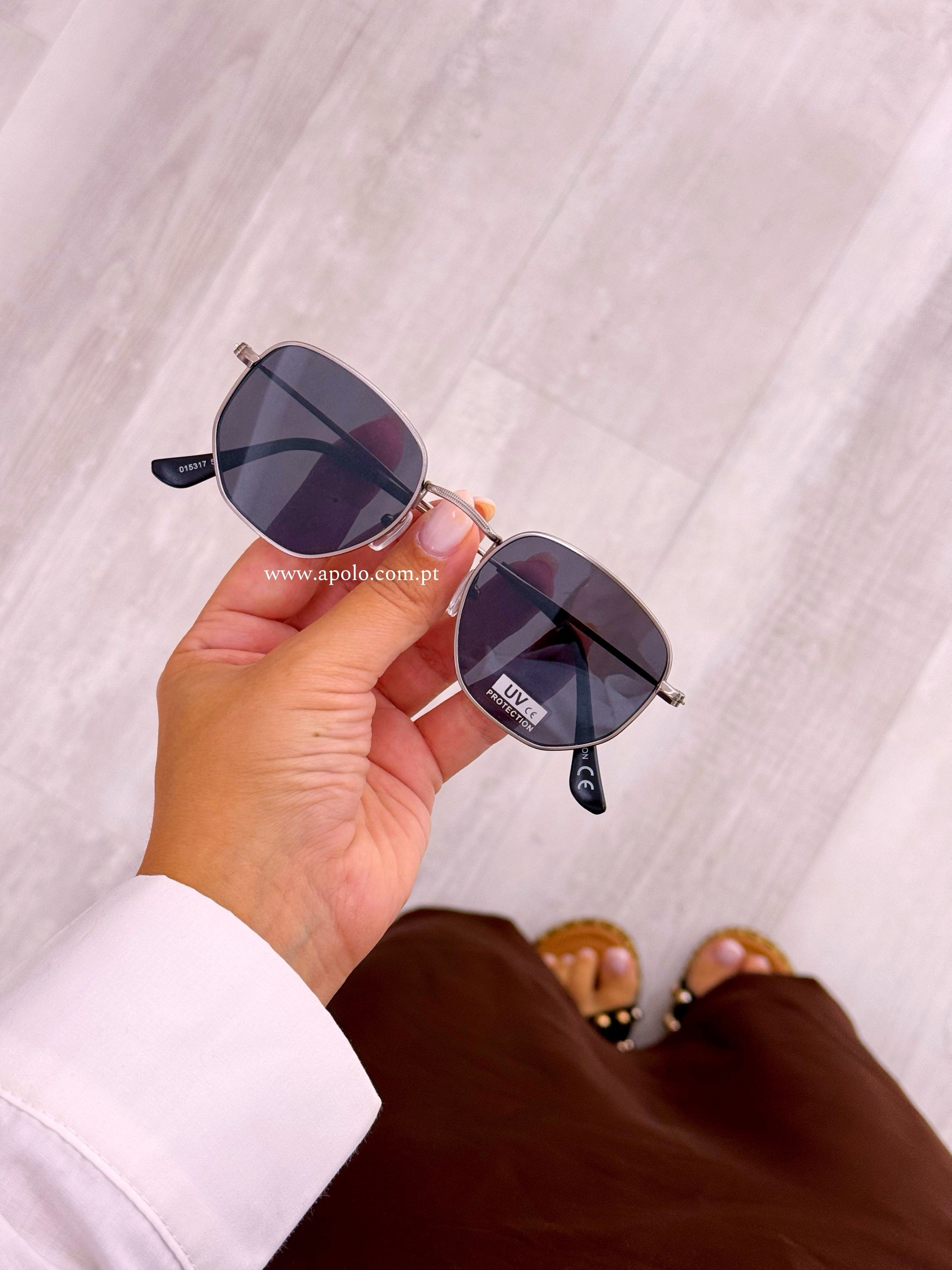 Óculos de sol lente hexagonal | Prateado