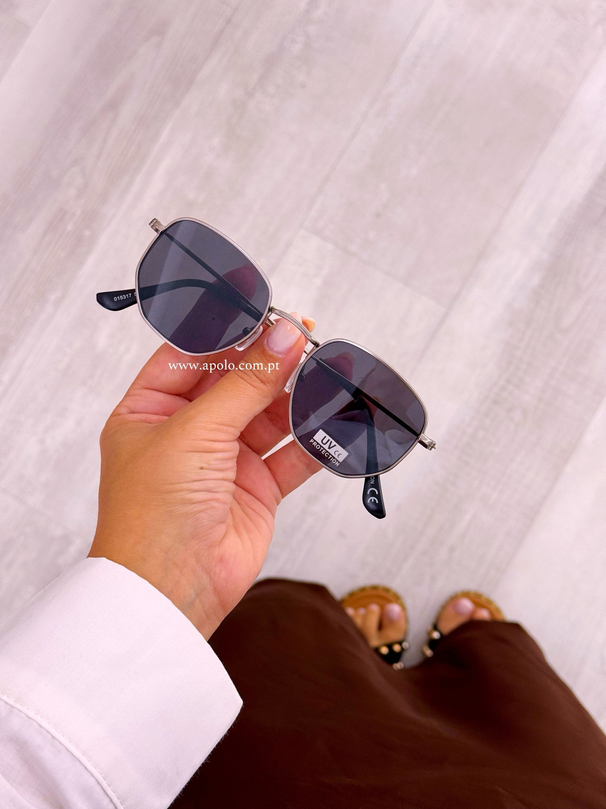 Óculos de sol lente hexagonal | Prateado