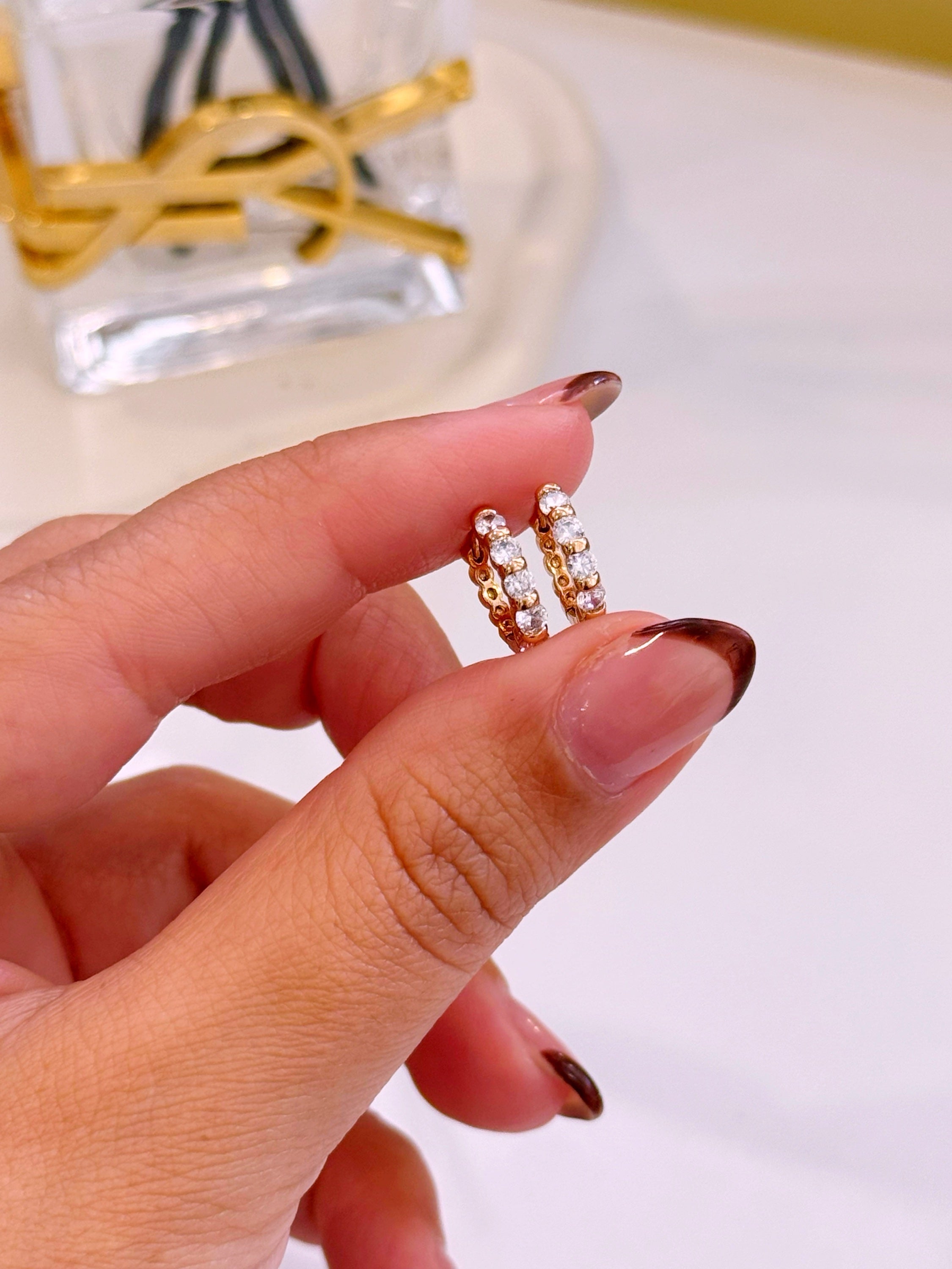 Argolinhas em fila de brilhantes | Rose Gold