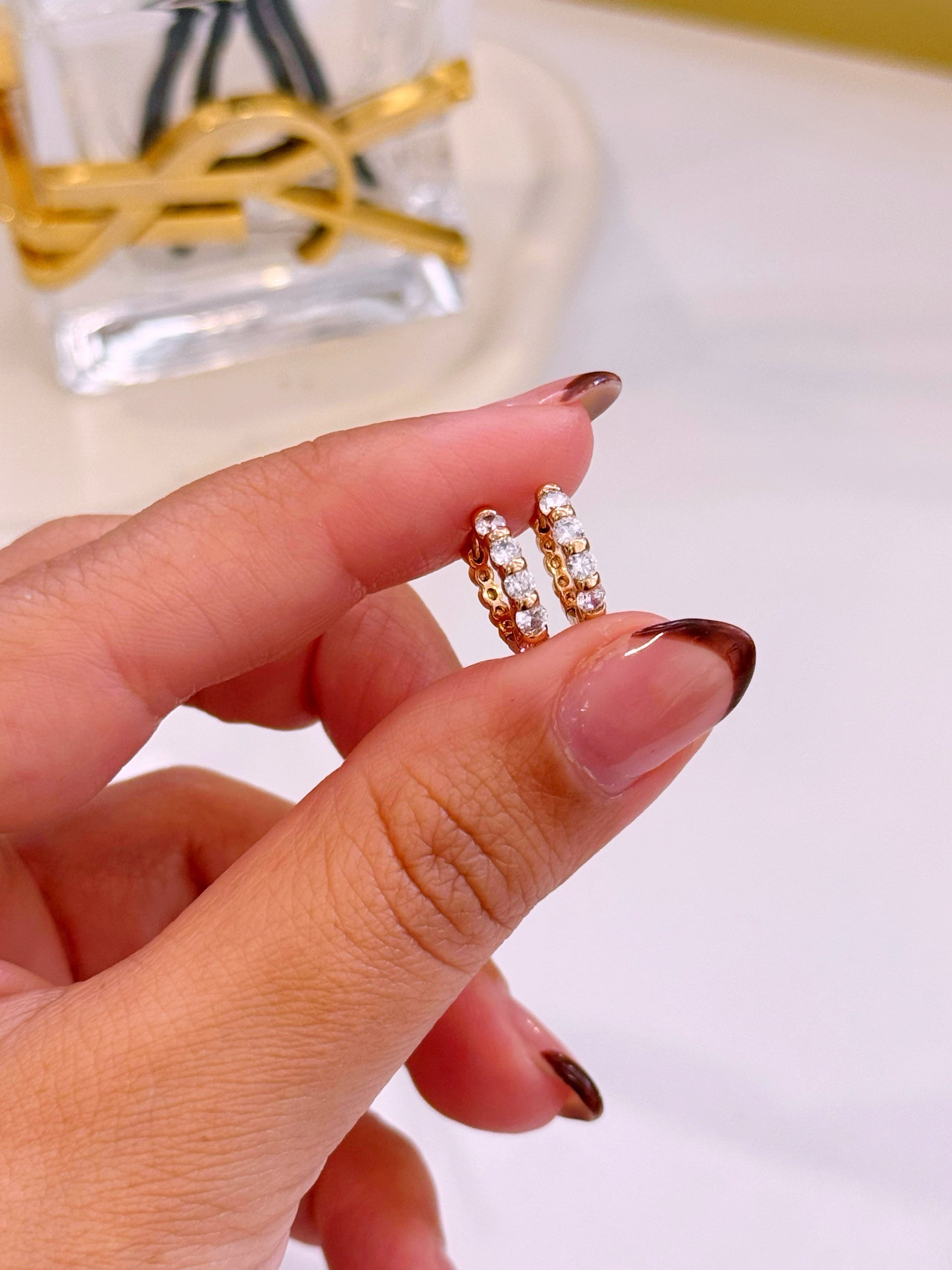 Argolinhas em fila de brilhantes | Rose Gold
