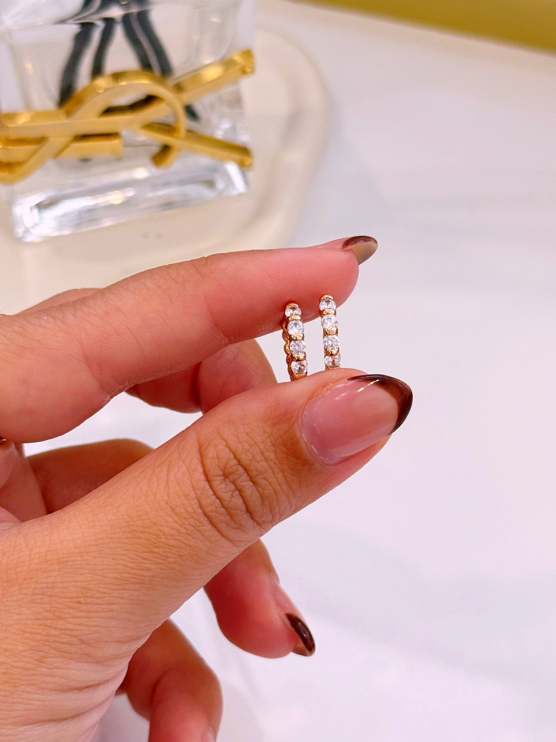 Argolinhas em fila de brilhantes | Rose Gold