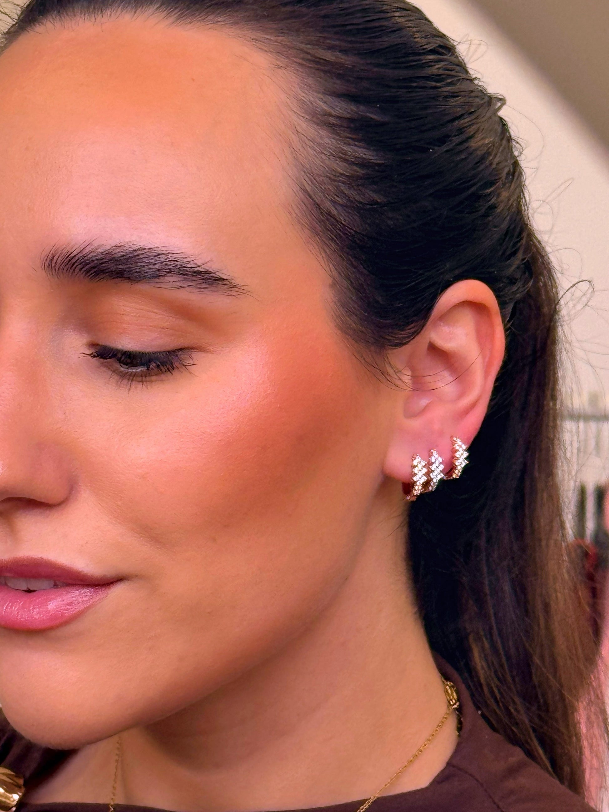 Argolinhas com brilhantes | Rose Gold