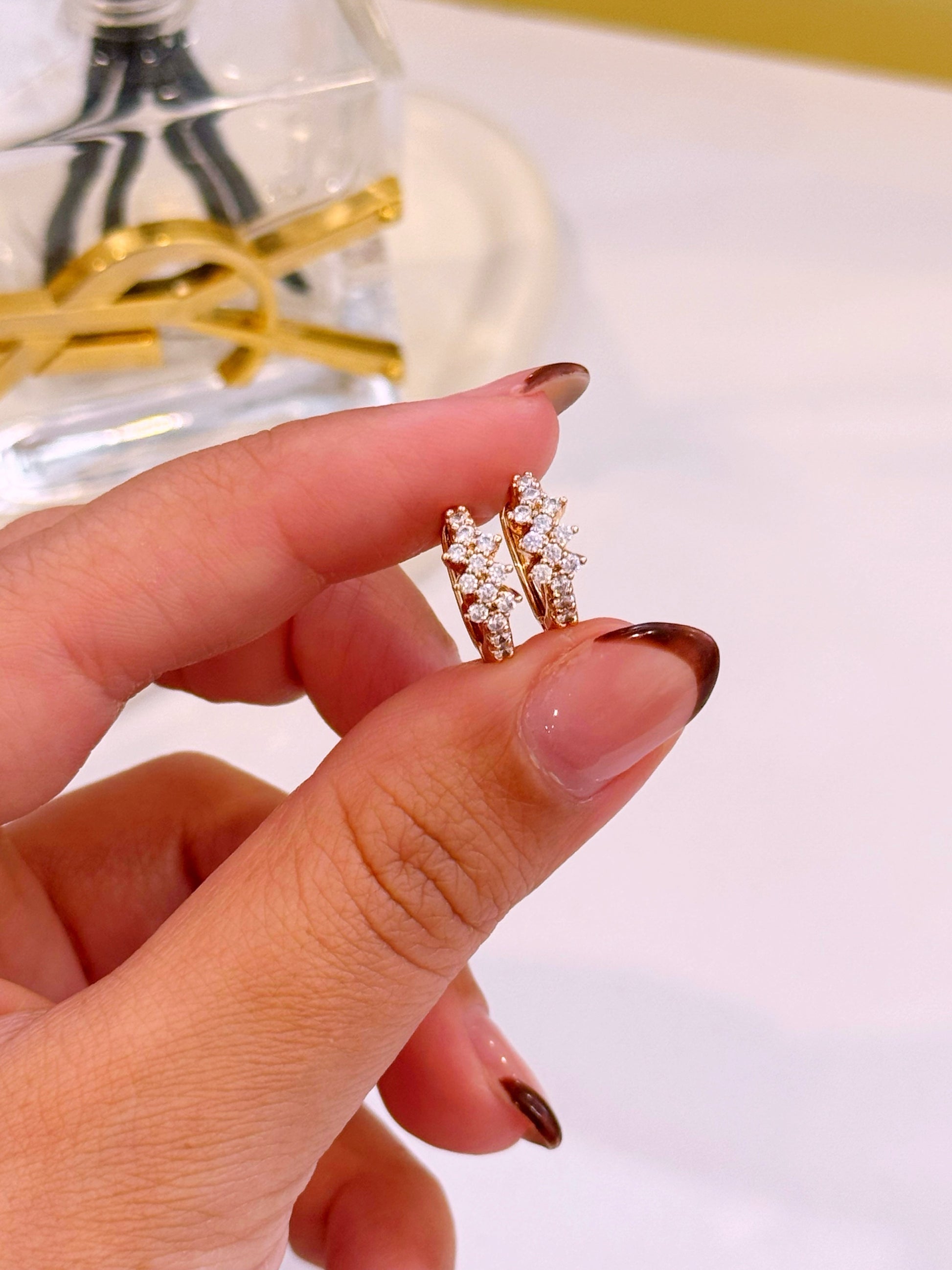 Argolinhas com brilhantes | Rose Gold