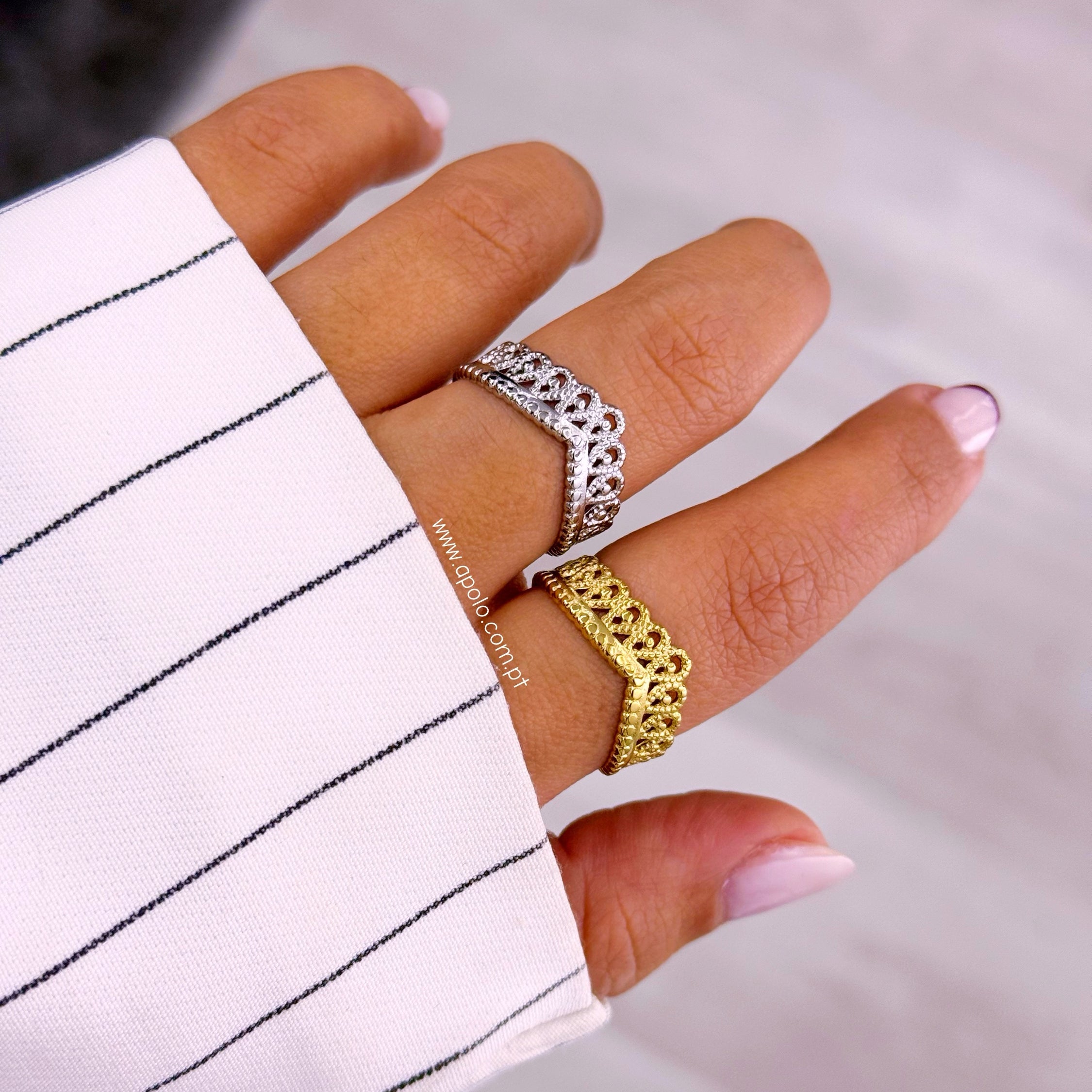 Anel ajustável efeito tiara | 2 Cores