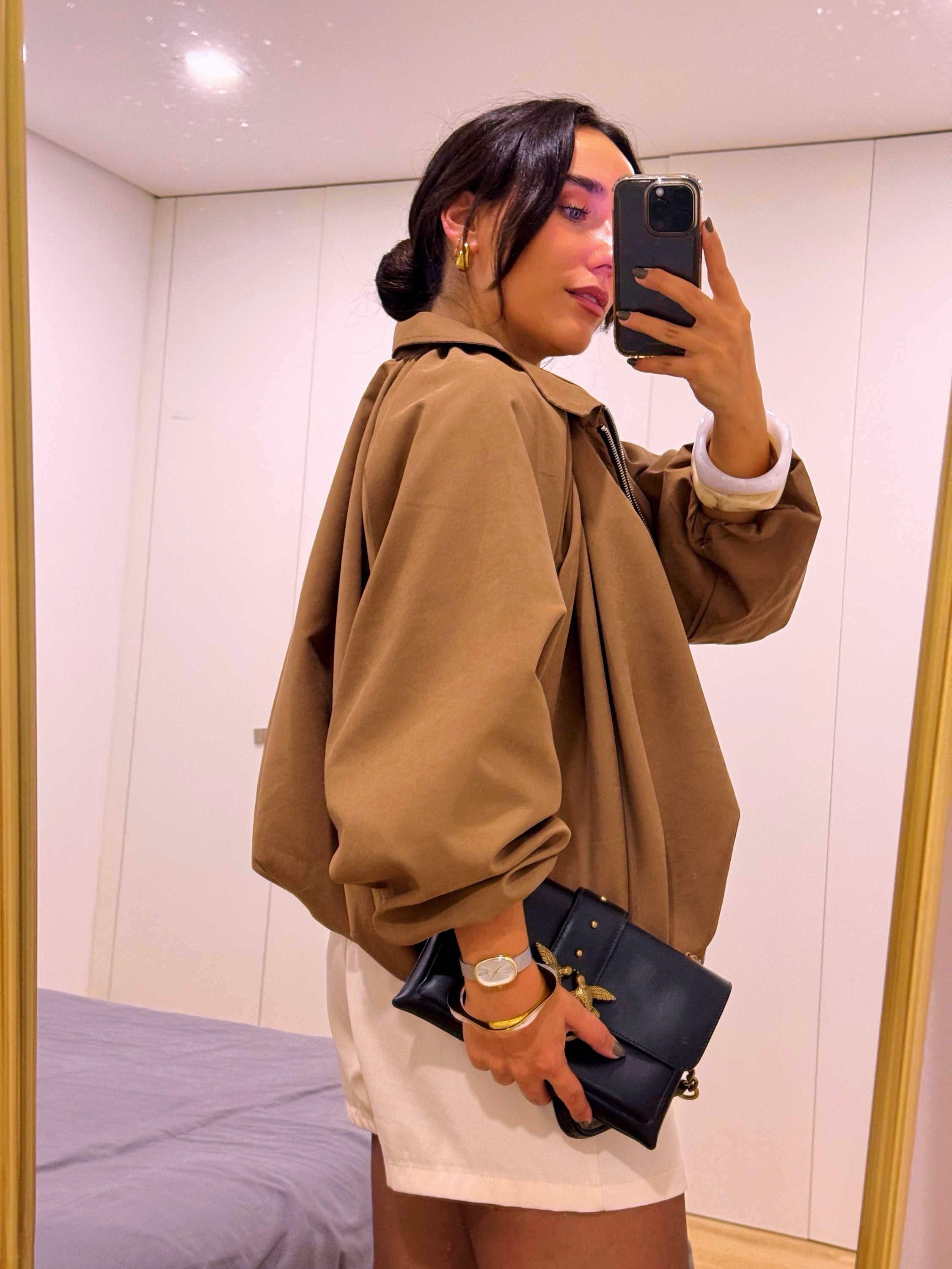 Casaco estilo bomber | Castanho