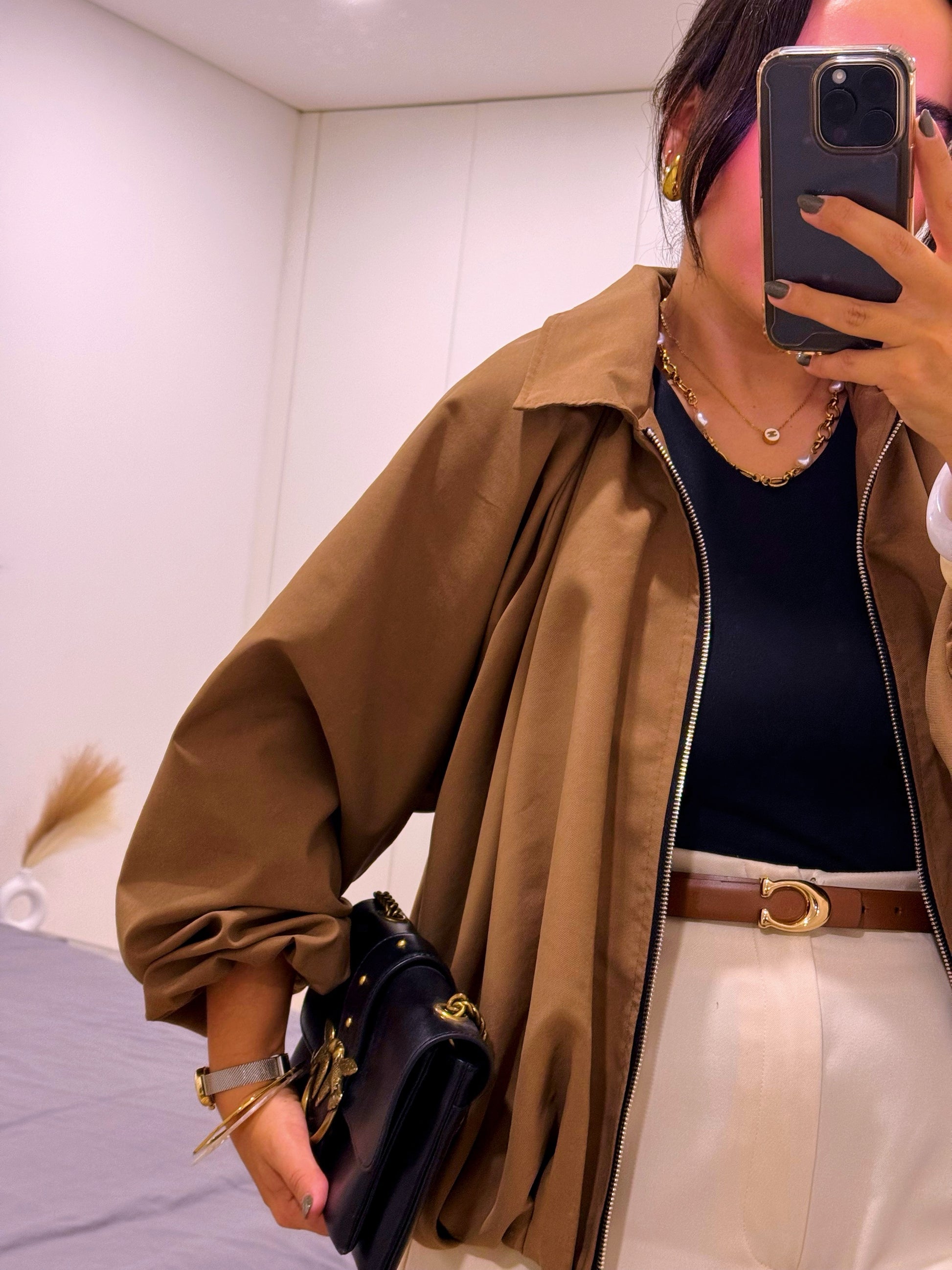 Casaco estilo bomber | Castanho