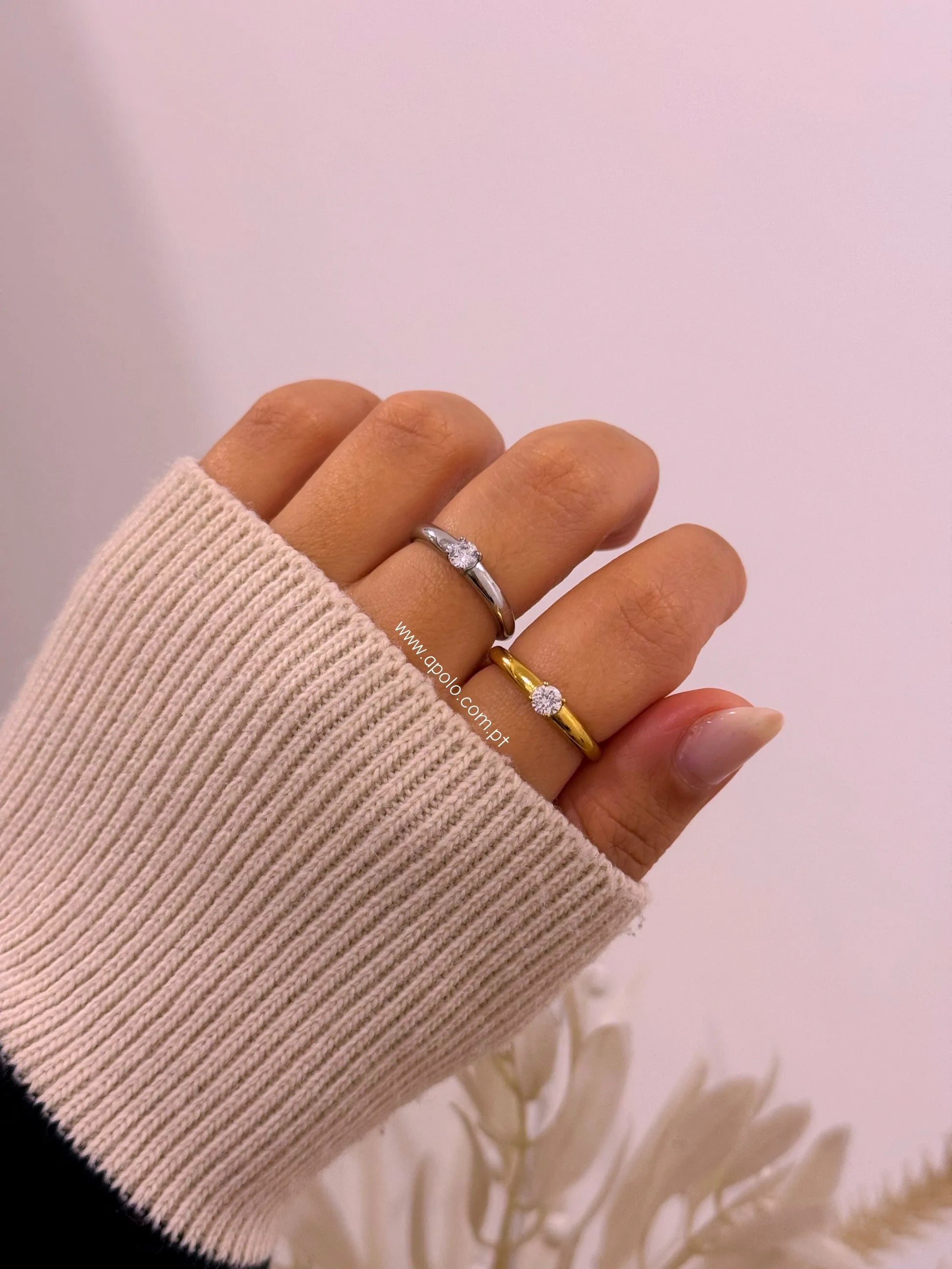 Anel liso com brilhante | 2 Cores