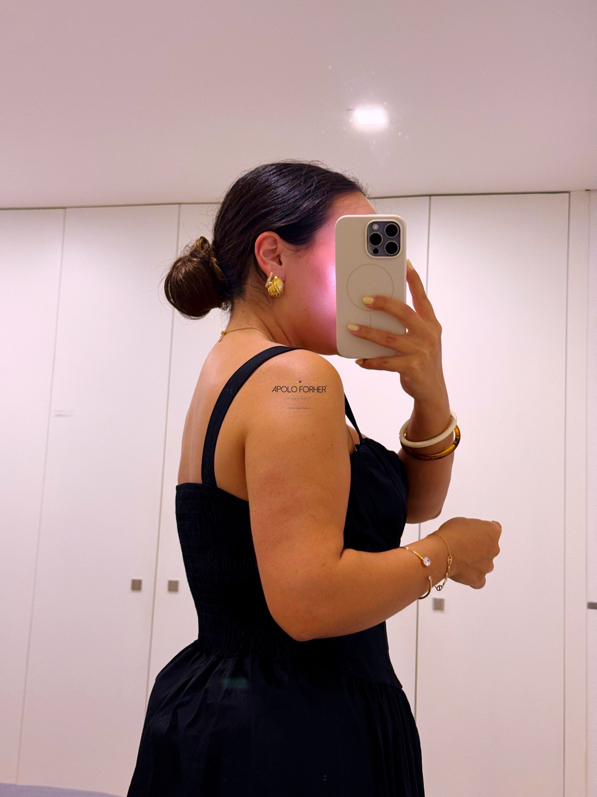 Vestido longo em algodão com cintura justa | Preto