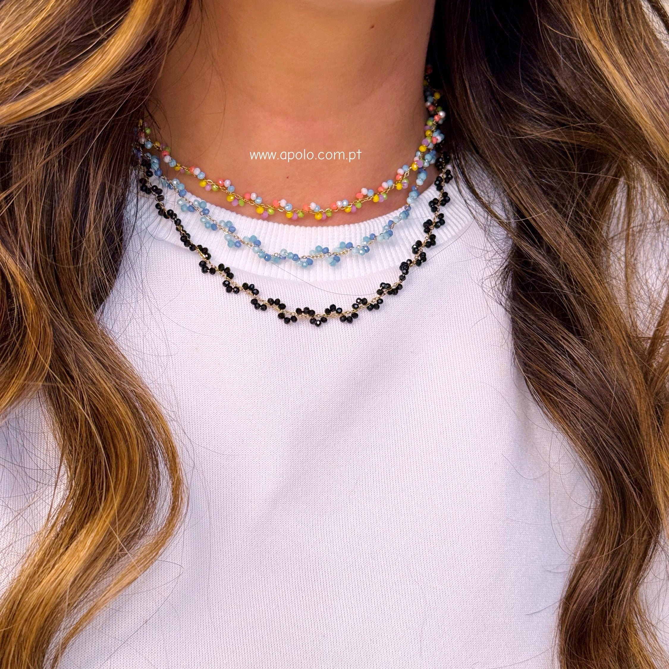 Colar/Gargantilha com missangas e efeito torcido | 3 Cores