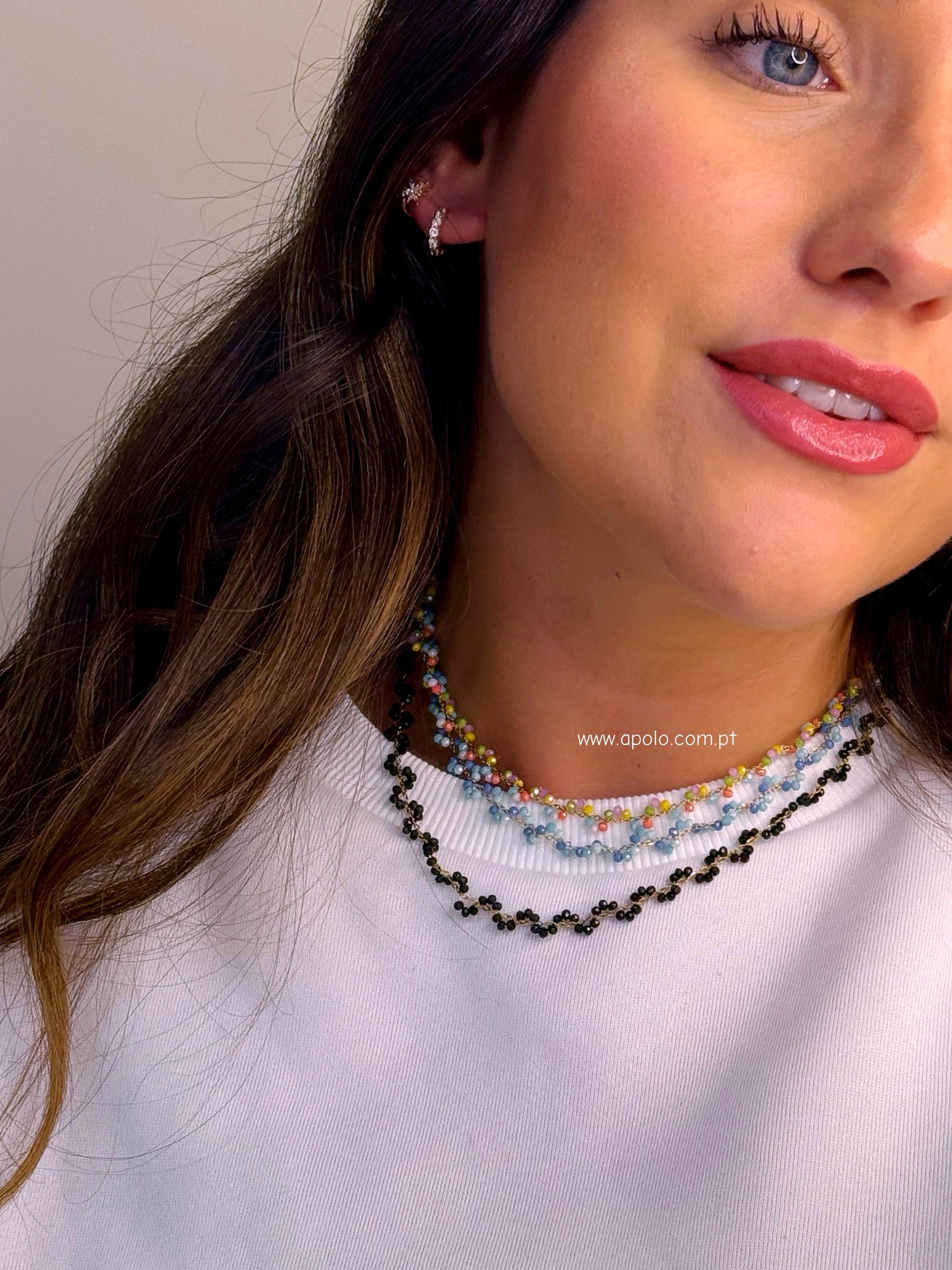 Colar/Gargantilha com missangas e efeito torcido | 3 Cores