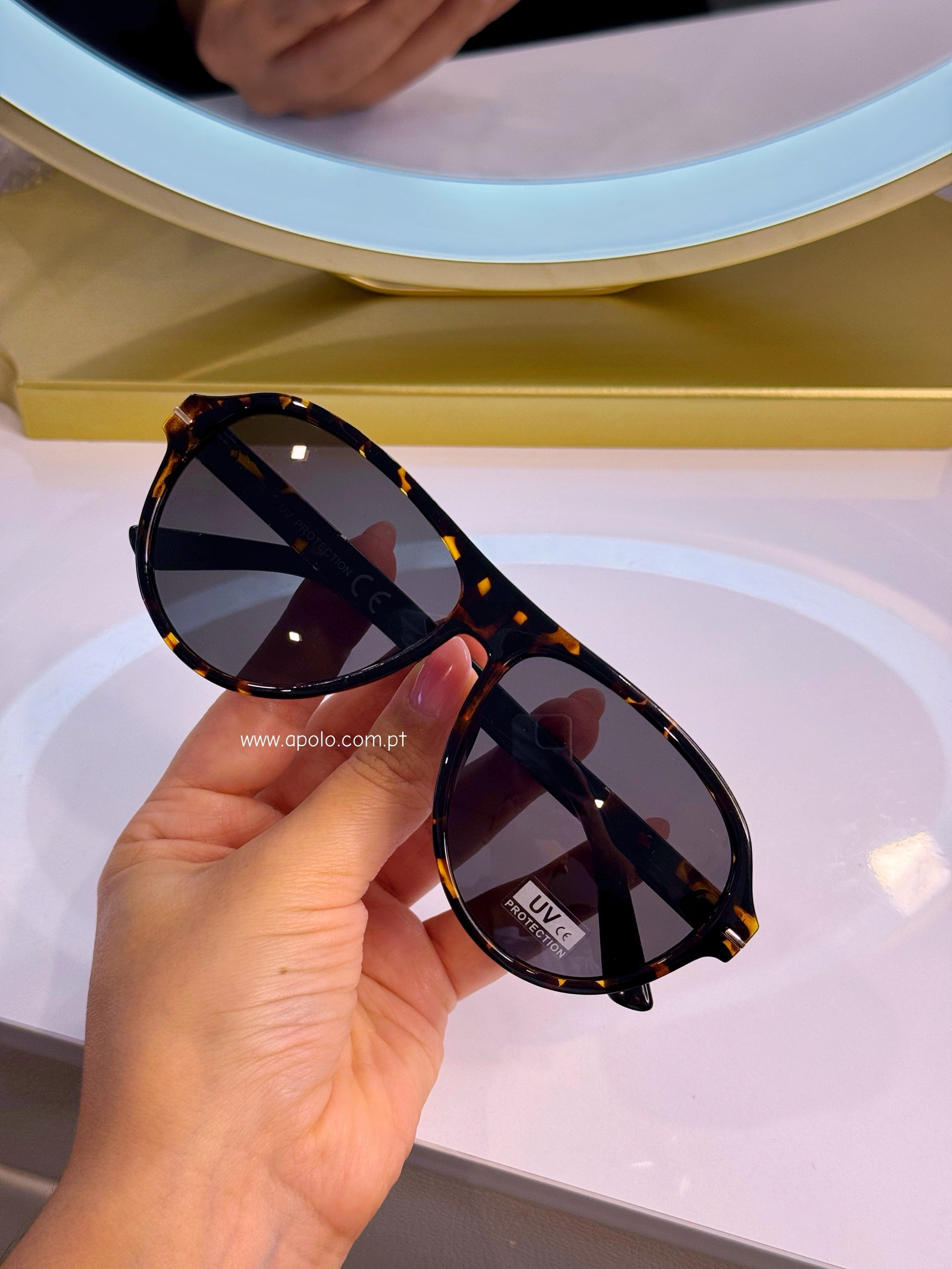 Óculos de massa estilo aviador com padrão tartaruga | Castanho