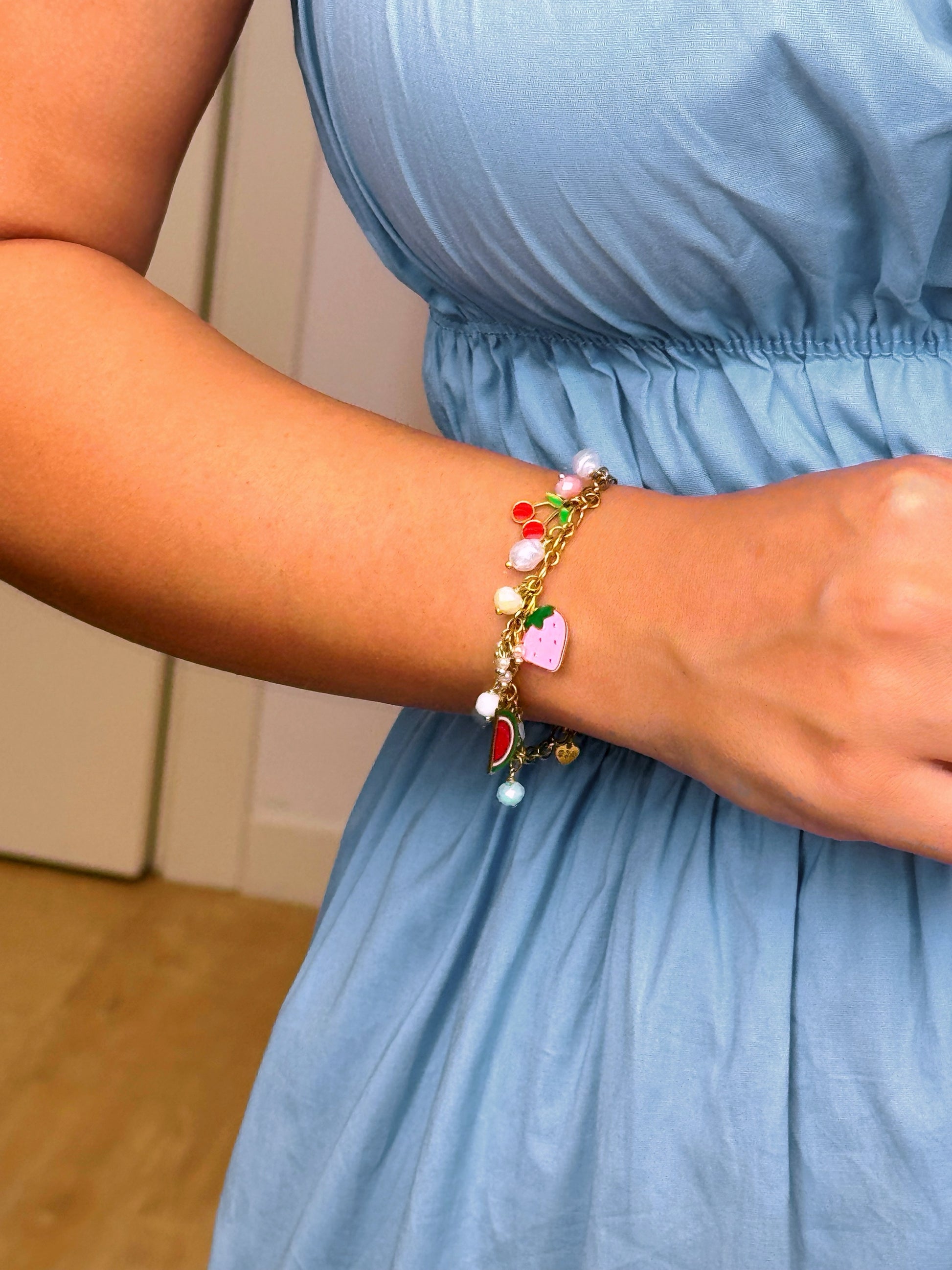 Pulseira corrente com pendentes "Frutas" | Dourado