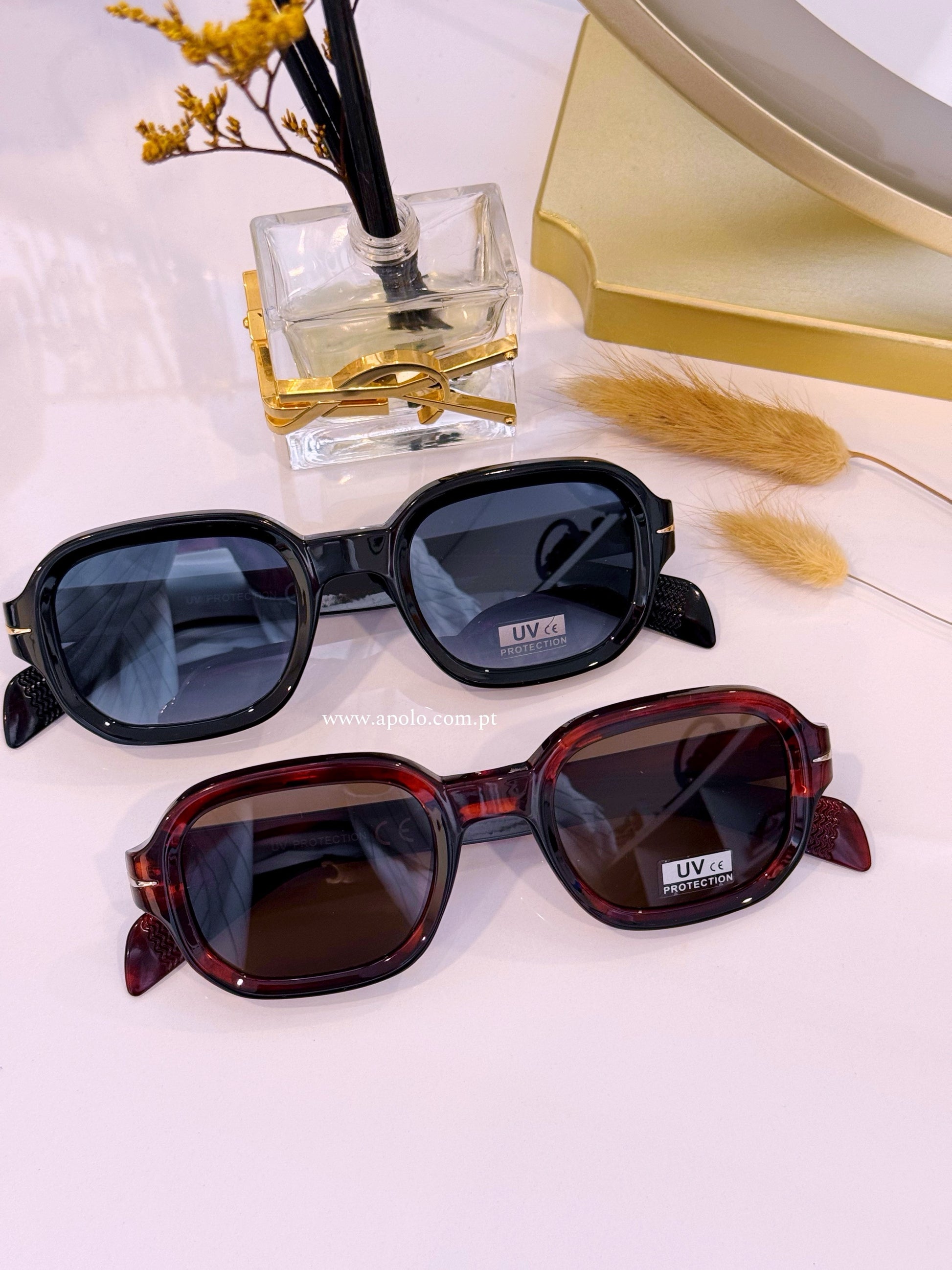 Óculos de sol armação de massa com pormenor metálico | 2 Cores