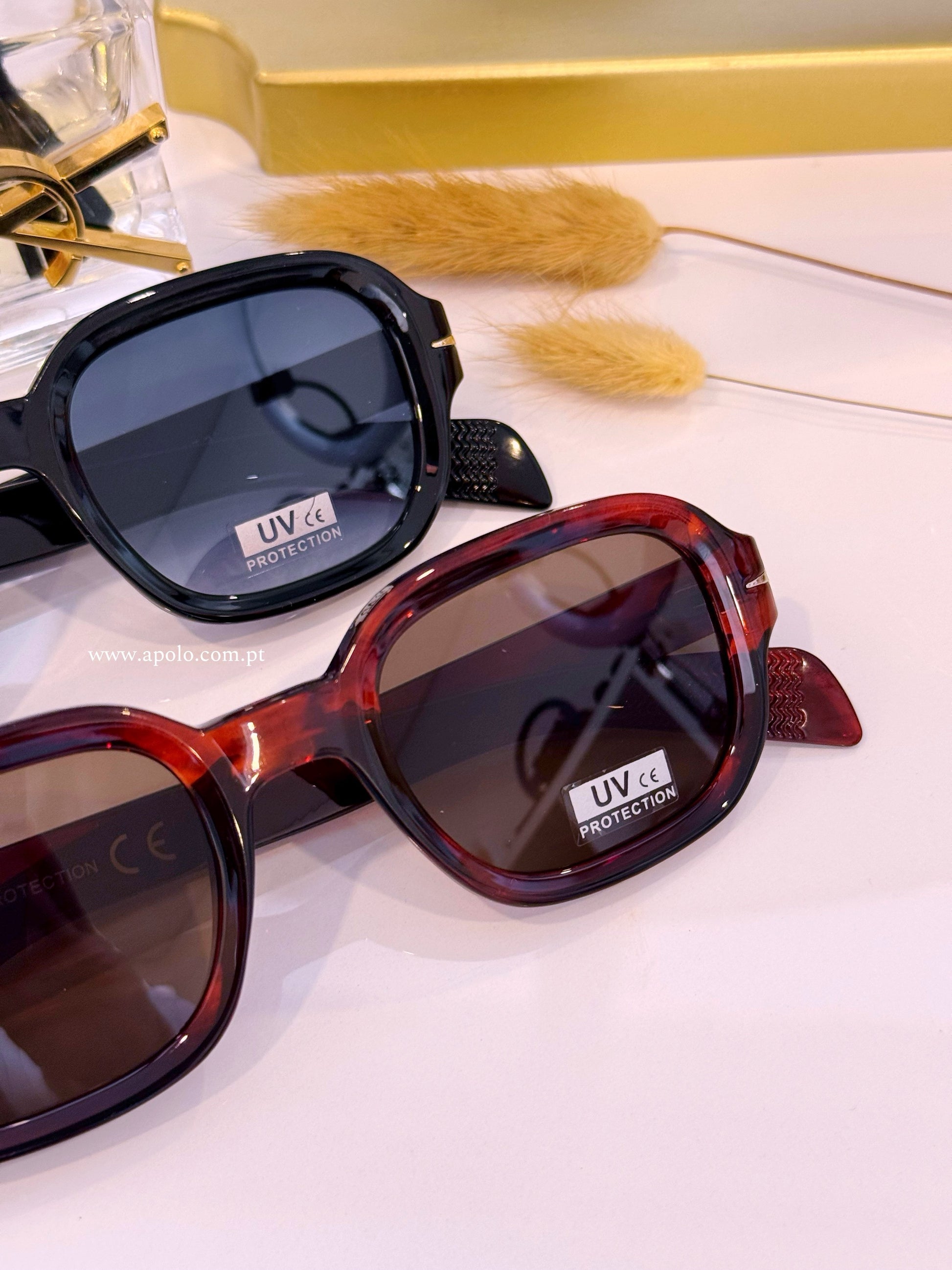 Óculos de sol armação de massa com pormenor metálico | 2 Cores