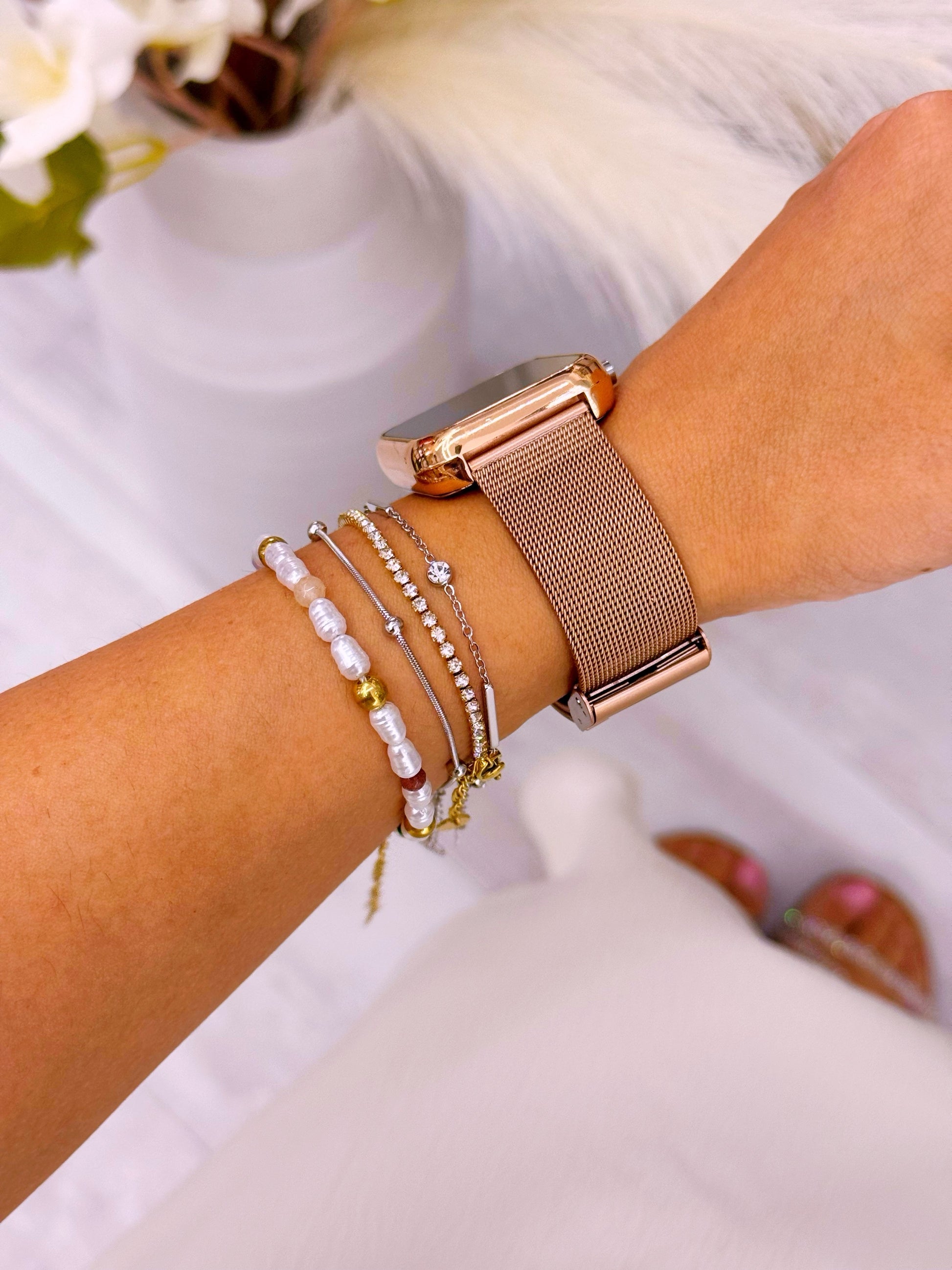 Relógio digital mostrador retangular | Rose Gold