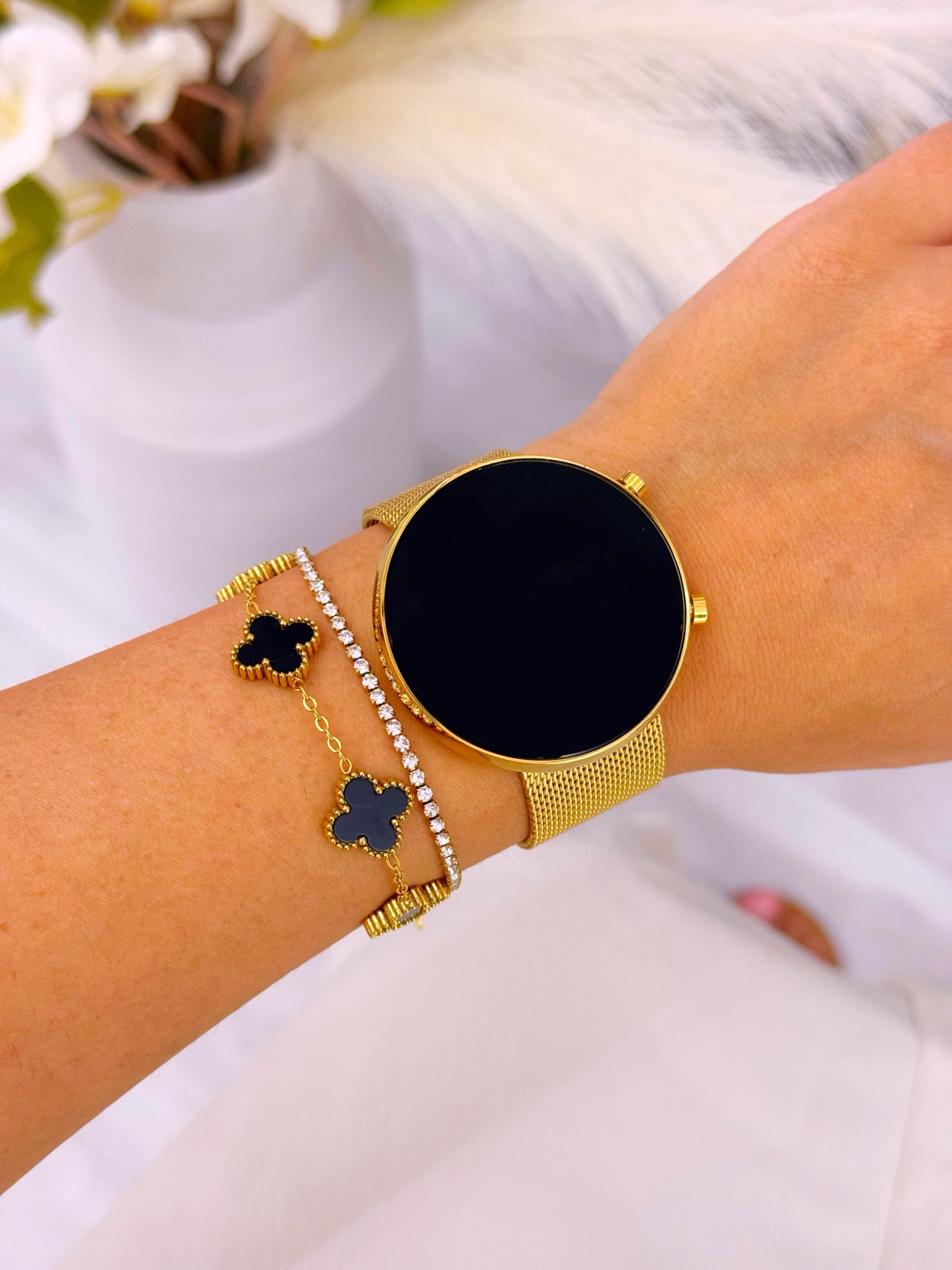 Relógio digital redondo | Dourado