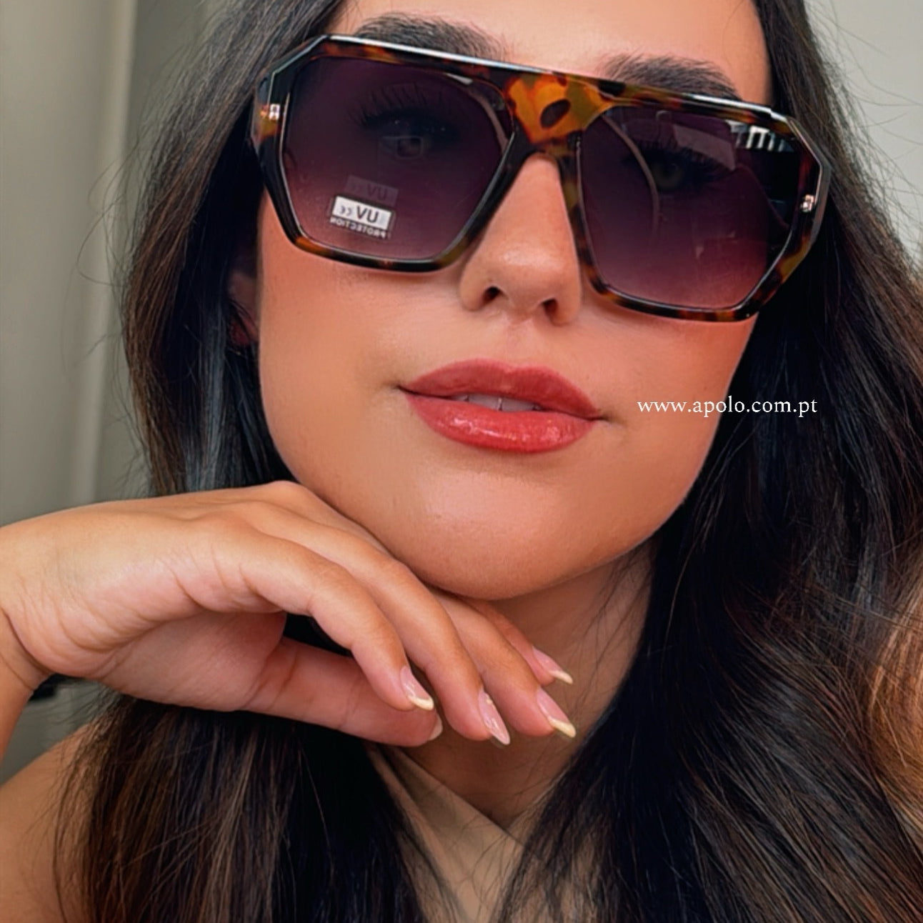 Óculos com armação em massa | Padrão Castanho