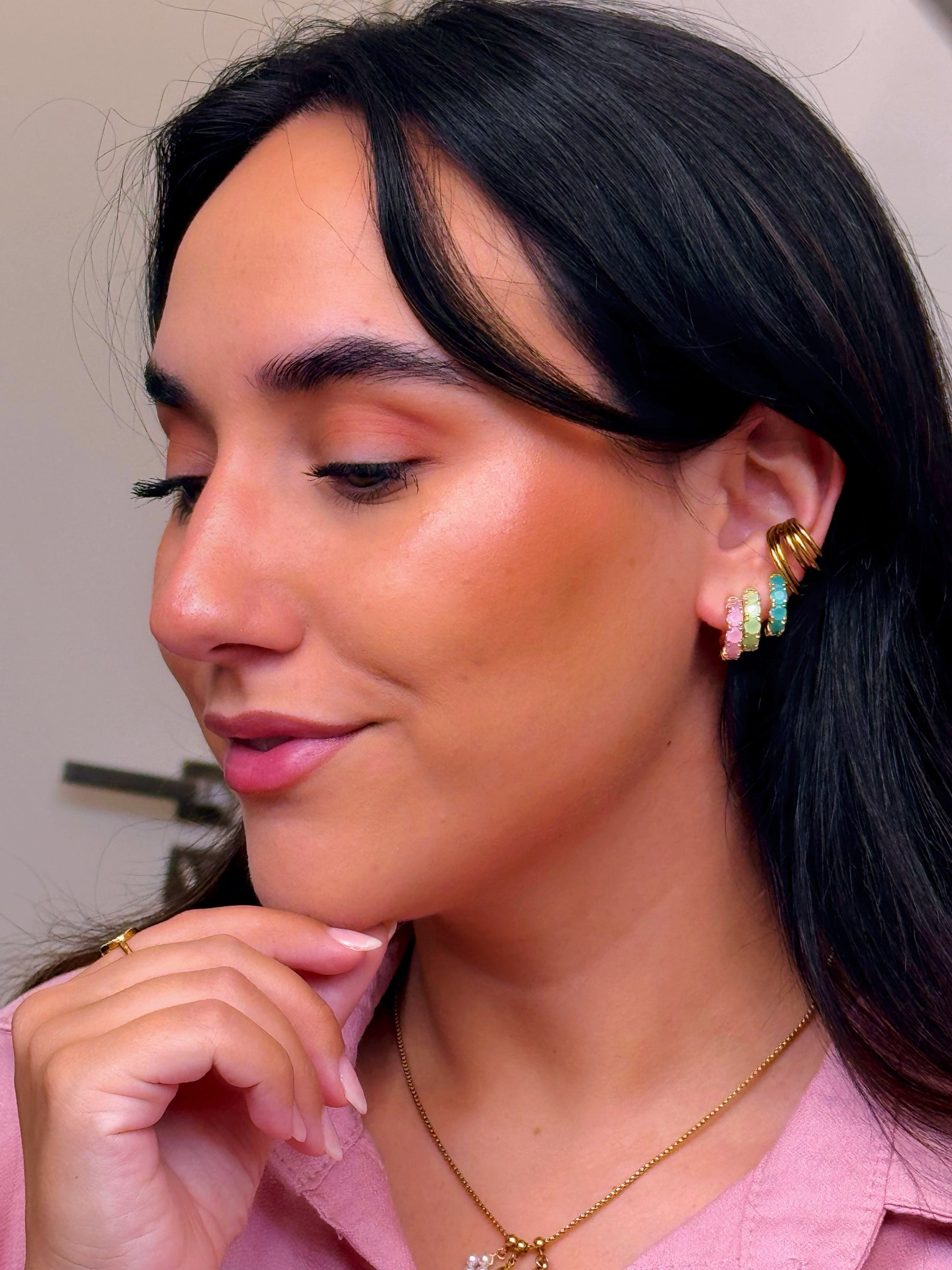 Argolinhas com pedrinhas coloridas | 3 Cores