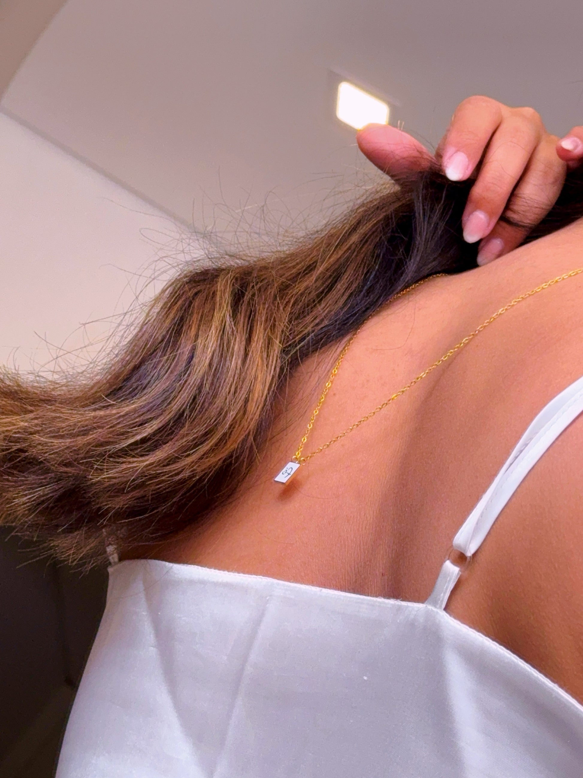 Escapulário com pendente "Fé" em branco | Dourado