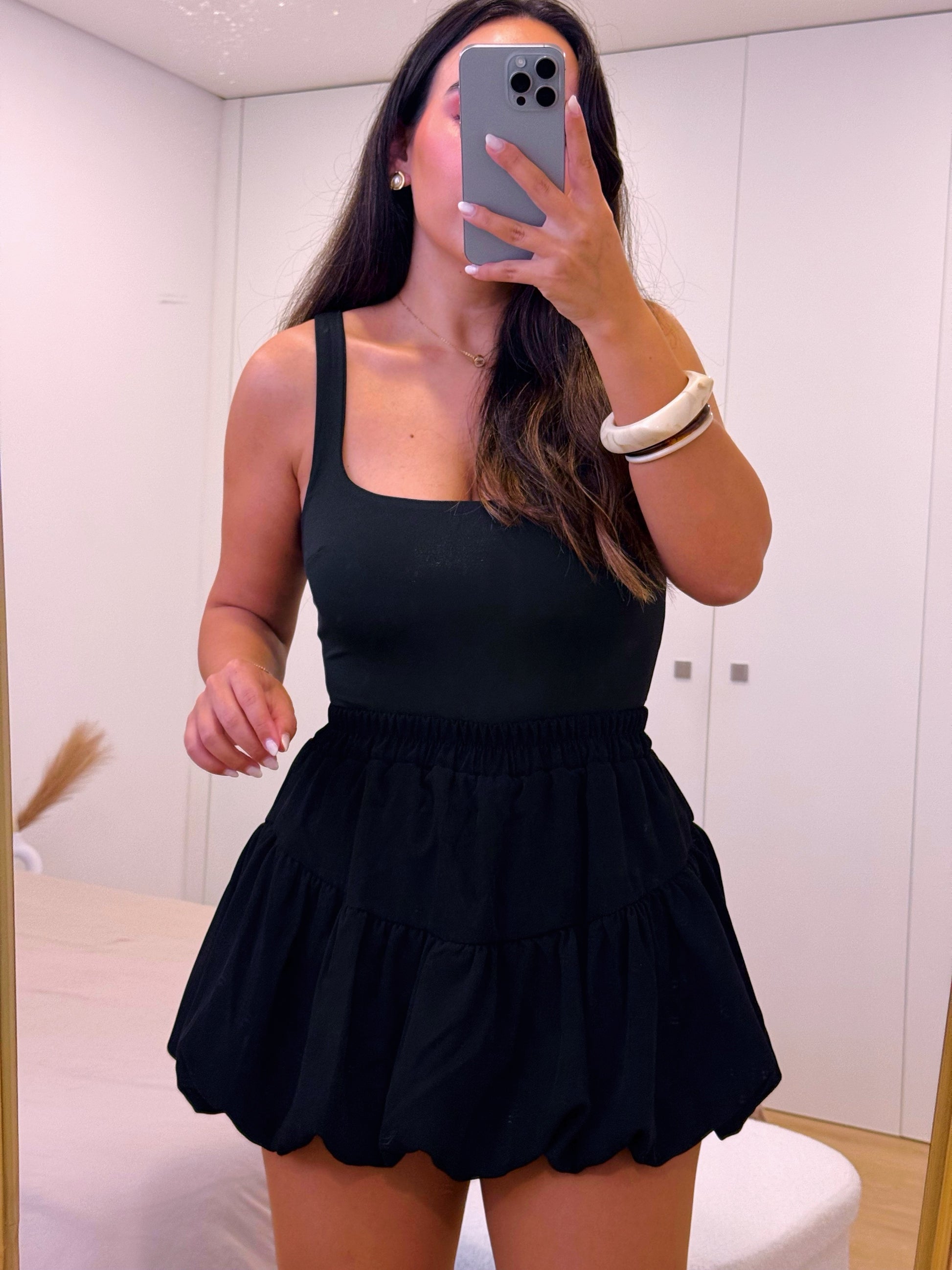 Saia-Calção efeito Balão S/M | Preto • MOCHY