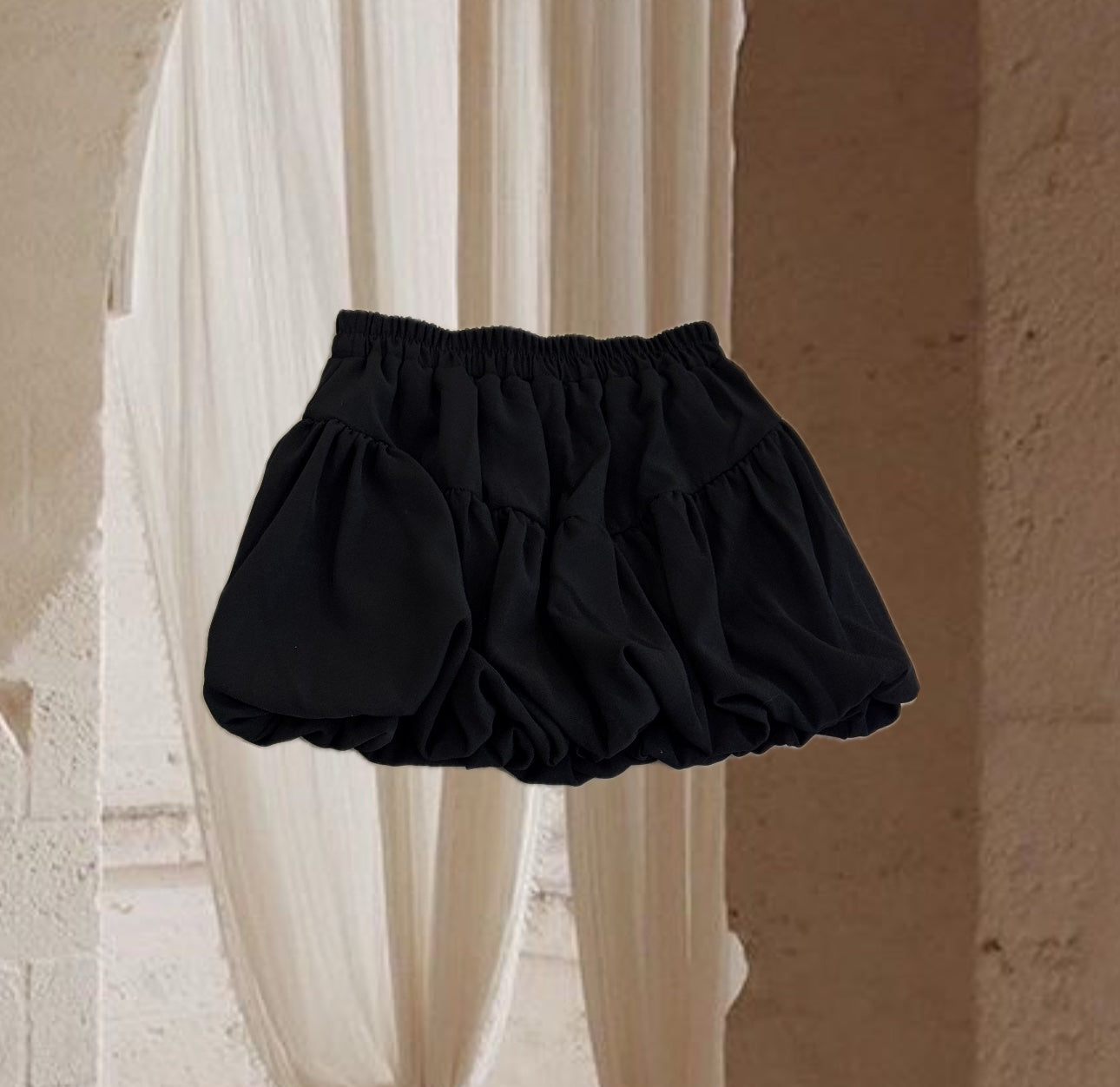 Saia-Calção efeito Balão S/M | Preto • MOCHY