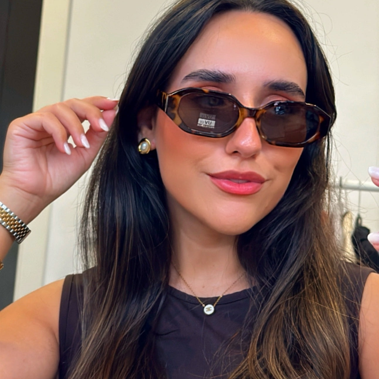 Óculos hexagonais em massa | Padrão Castanho