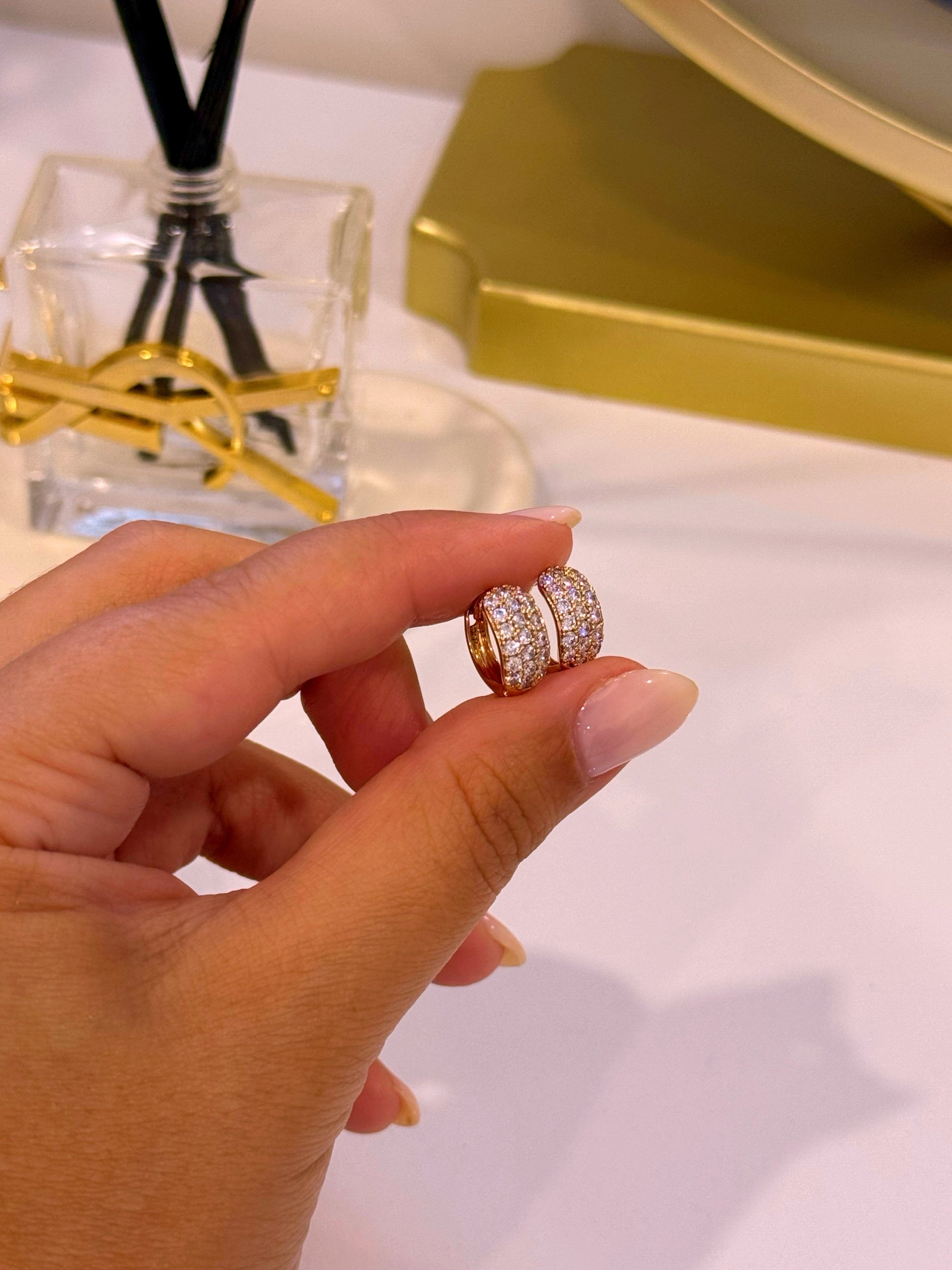 Argolinhas preenchidas com 3 filas de brilhantes | Rose Gold