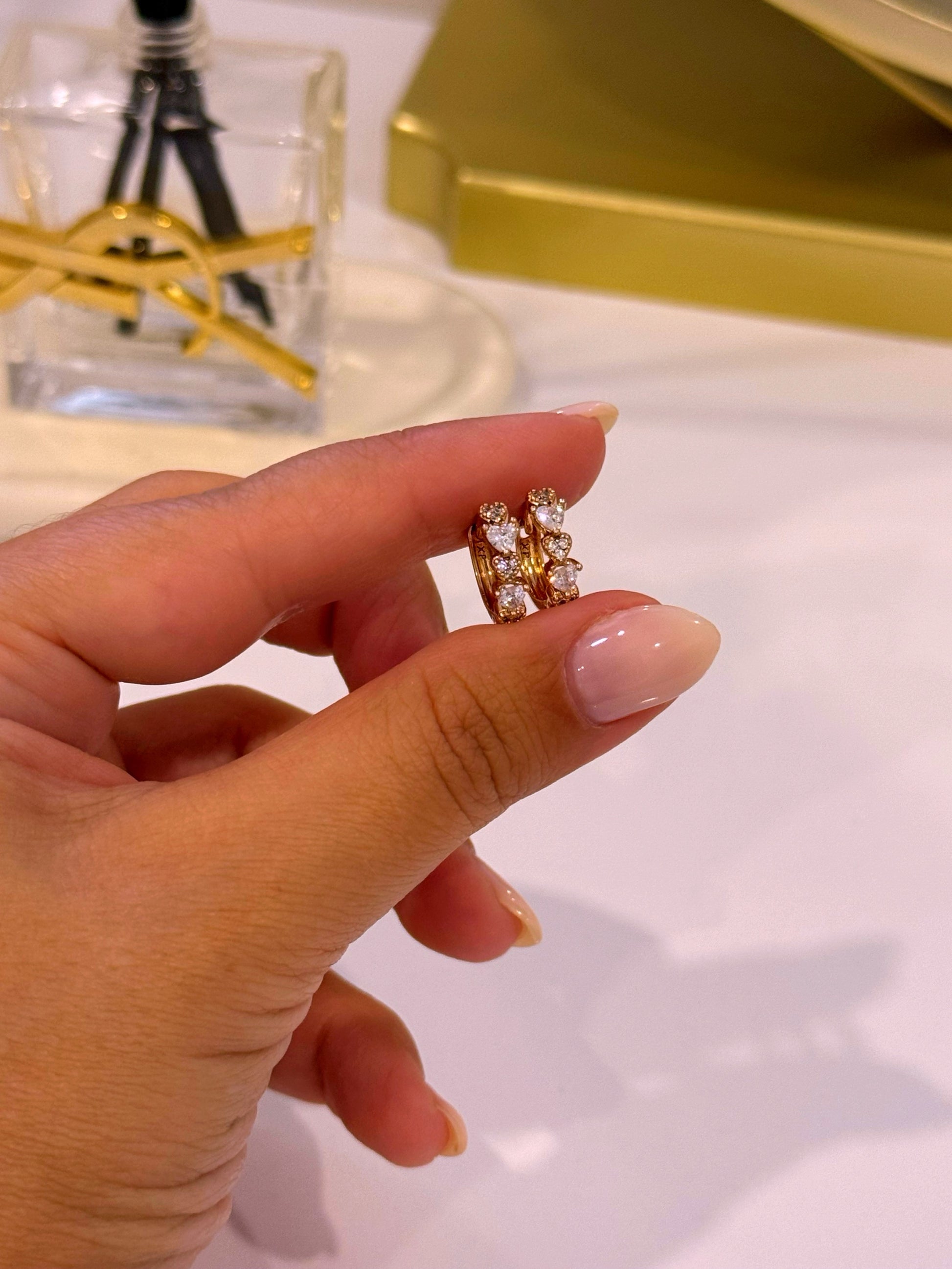 Argolinhas de corações em brilhantes | Rose Gold