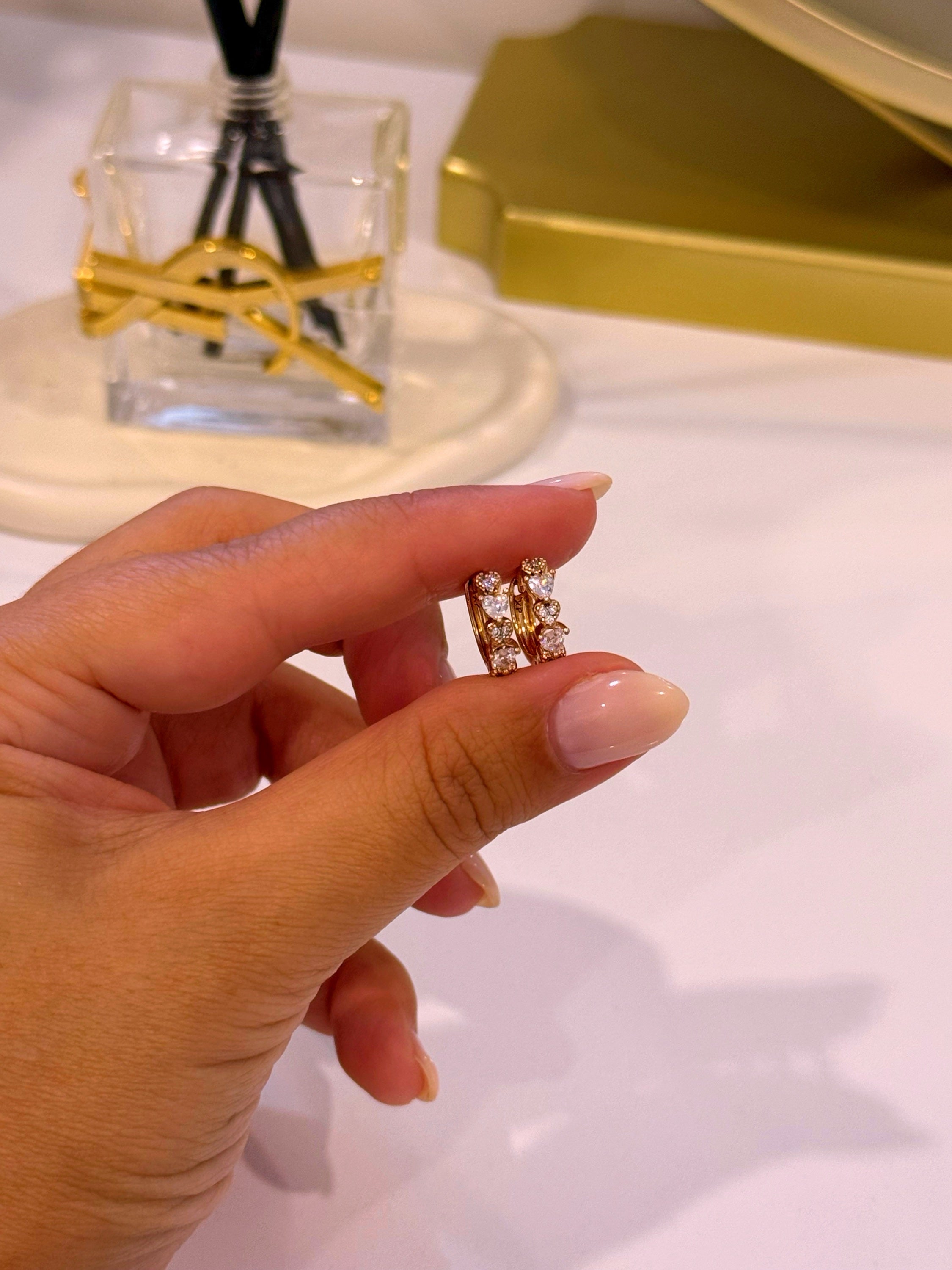 Argolinhas de corações em brilhantes | Rose Gold