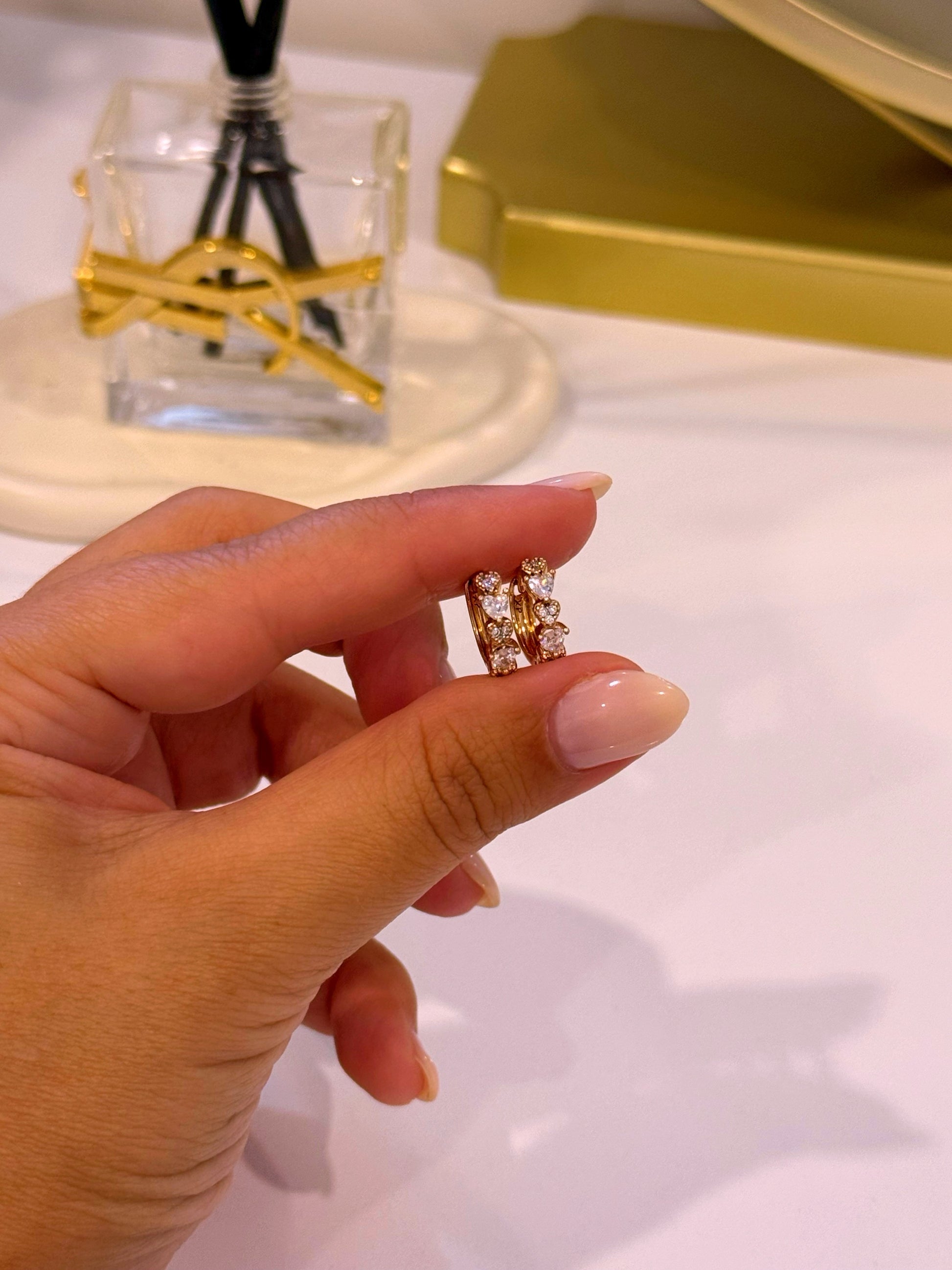 Argolinhas de corações em brilhantes | Rose Gold