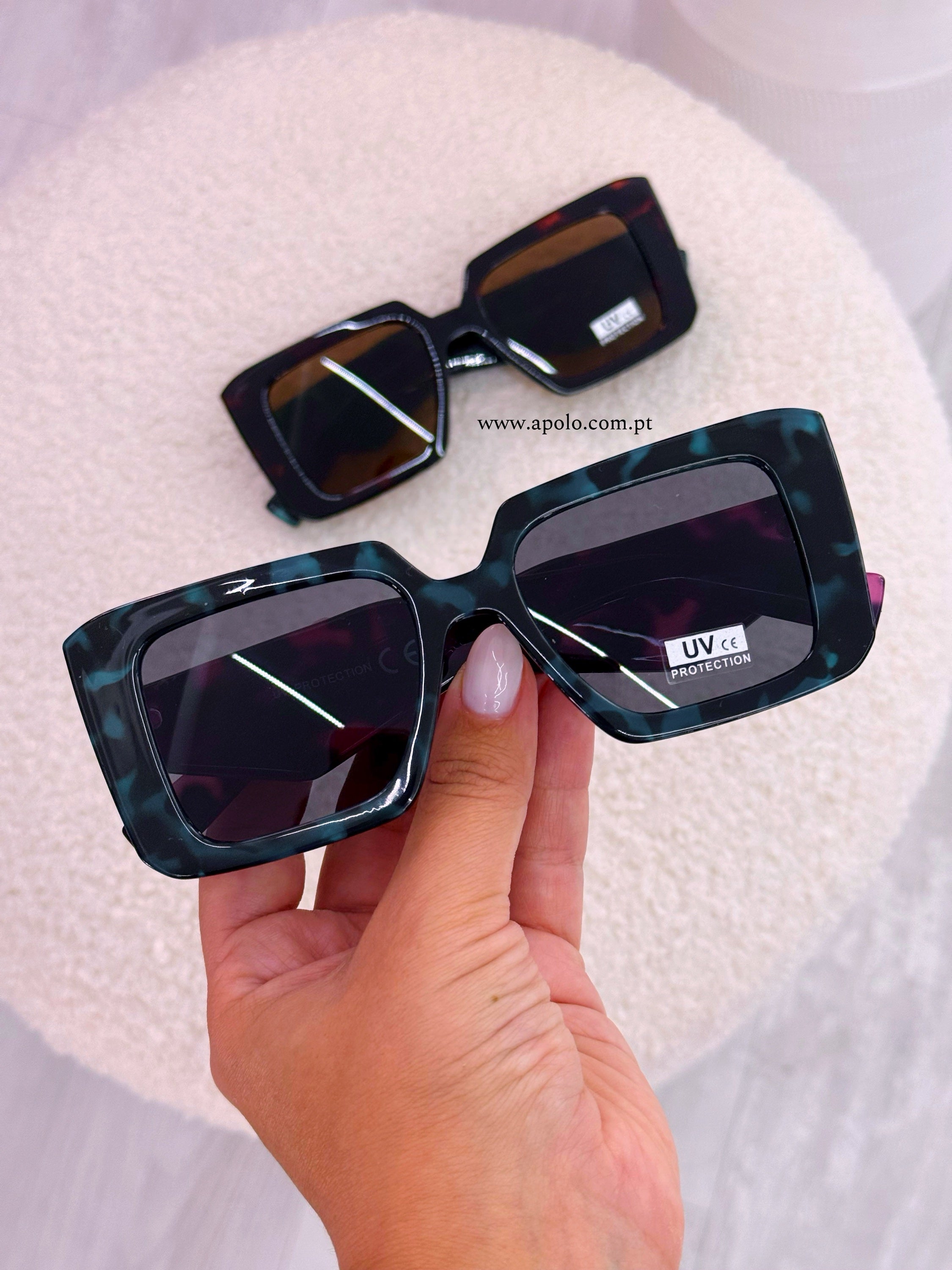 Óculos de massa padrão azul e rosa