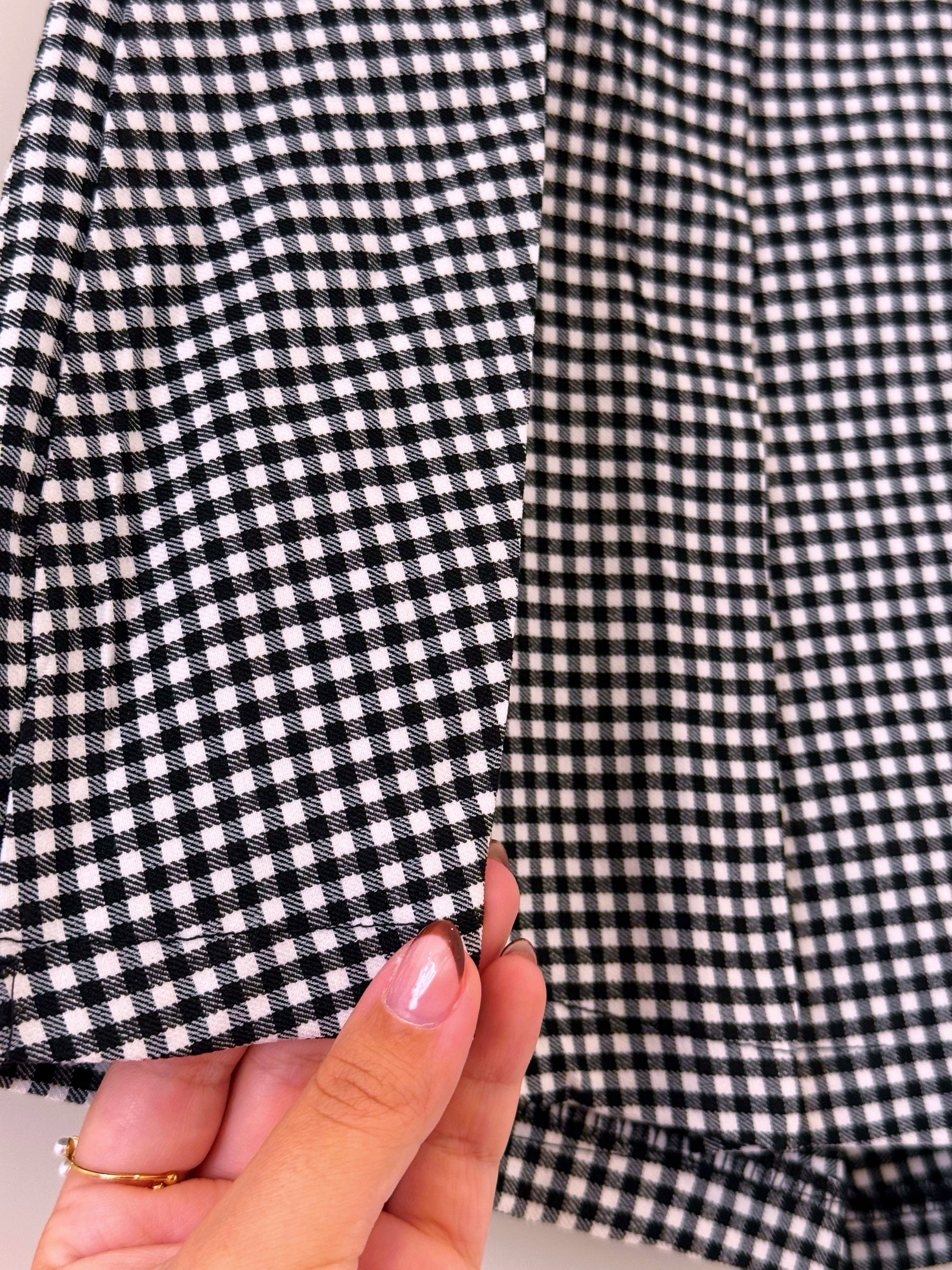 Saia-Calção padrão xadrez vichy | Preto e Branco