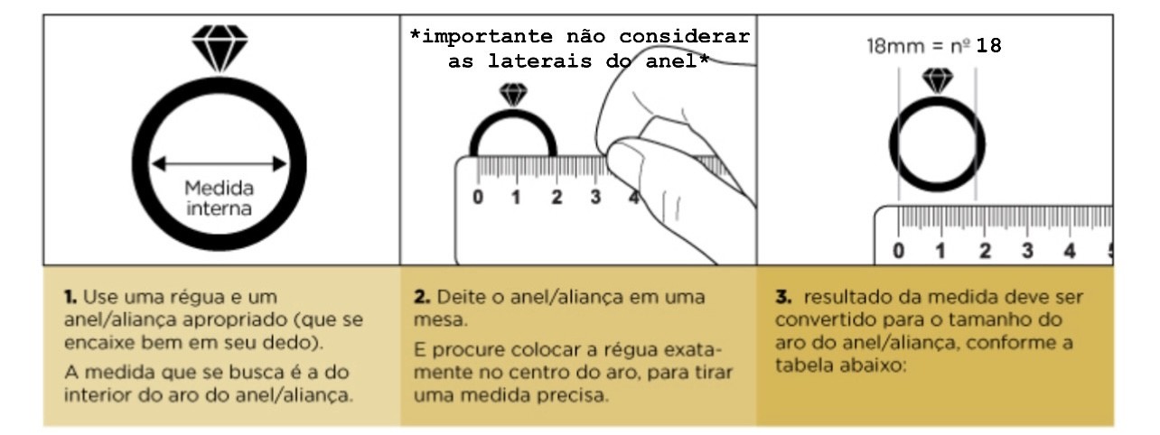 Anel clássico com 3 brilhantes | 2 cores